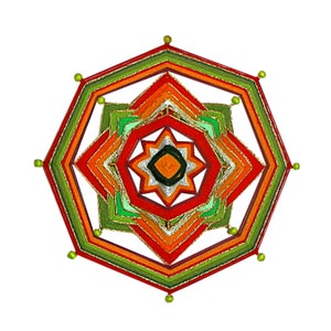Love Mandala as Healing or Activation Heart & Root Chakra. Ojo De Dios, Boho Red Green Spiritual Wall Art. Personalized Gift