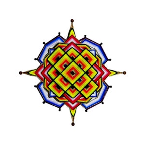 Protection Mandala against Corona in boho style, geometric 3d wall art Ojo De Dios, colorful spiritual art. Unique by ArtHeilStudio MariRich