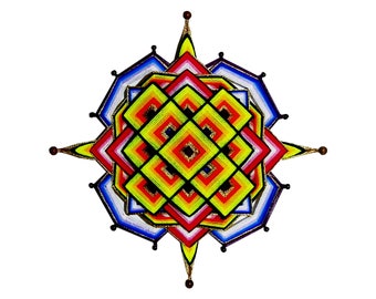 Schutz Mandala gegen Corona im Boho Stile, Geometrische 3d Wand Kunst Ojo De Dios, bunte spirituelle Art. Unikat von ArtHeilStudio MariRich