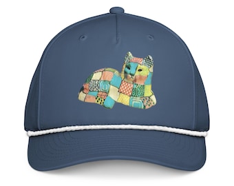 Calico Cat SnapBack Hat, 70s Style Rope Cap