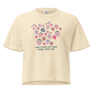 Strawberries + Don’t Ever Let Them Steal Your Joy, Brandi Carlile Lyrics, Graphic Tee, Folk Music, Gift for Brandi Fans heavyweight boxy tee