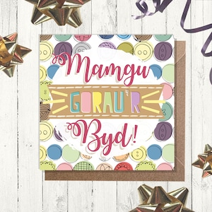 Carden '¡Mamgu Gorau'r Byd!' Sul Y Mamau - ¡La mejor abuela galesa del mundo! Tarjeta, Día de la Madre (148 mm x 148 mm)