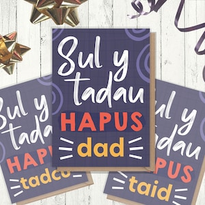 Carden Sul Y Tadau Hapus - Papa, Tadcu, Taid (A6) // Carte de fête des pères galloise - papa, grand-père.