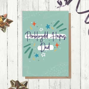 Weihnachtskarte 'Penblwydd Hapus, Dad!' (A6) // Walisische 'Happy Birthday, Dad' Karte (A6) -- Cymraeg, Welsh.