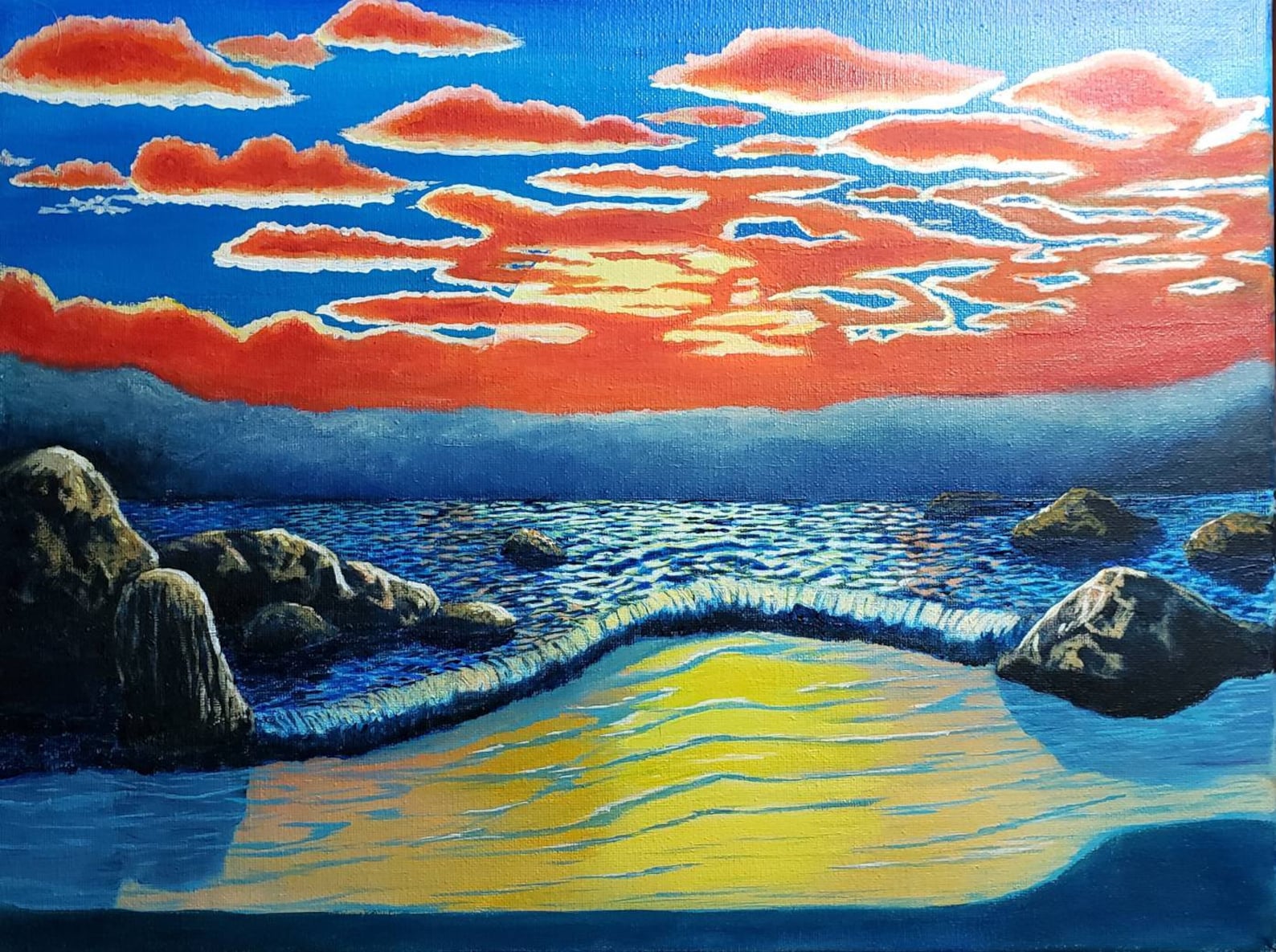 Original Oil Painting Psychedelic Beach Etsy