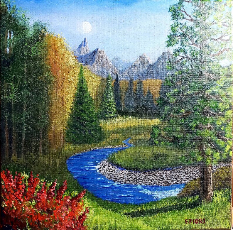 Original Impressionism Landscape Oil Painting of River Traveling ...