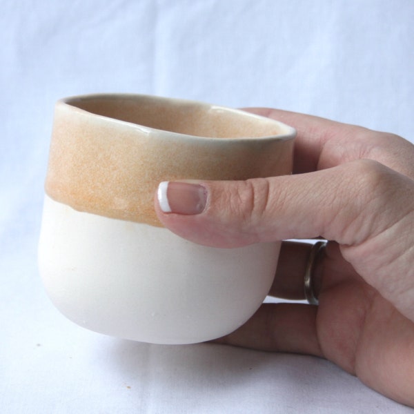 Orange Yellow Ceramic Cup, 175 ml, mug, tumbler, no handle, handmade perfect gift, for tea or coffee