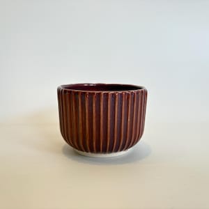 Handmade ceramic espresso cup - 150ml ribbed pottery cup - minimalist stoneware coffee cup - handmade pottery mug - small tea cup - red
