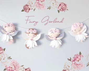 Fairy Garland - Nursery Decor- Kids Room Decor- Felt Garland  - Fairy Nursery