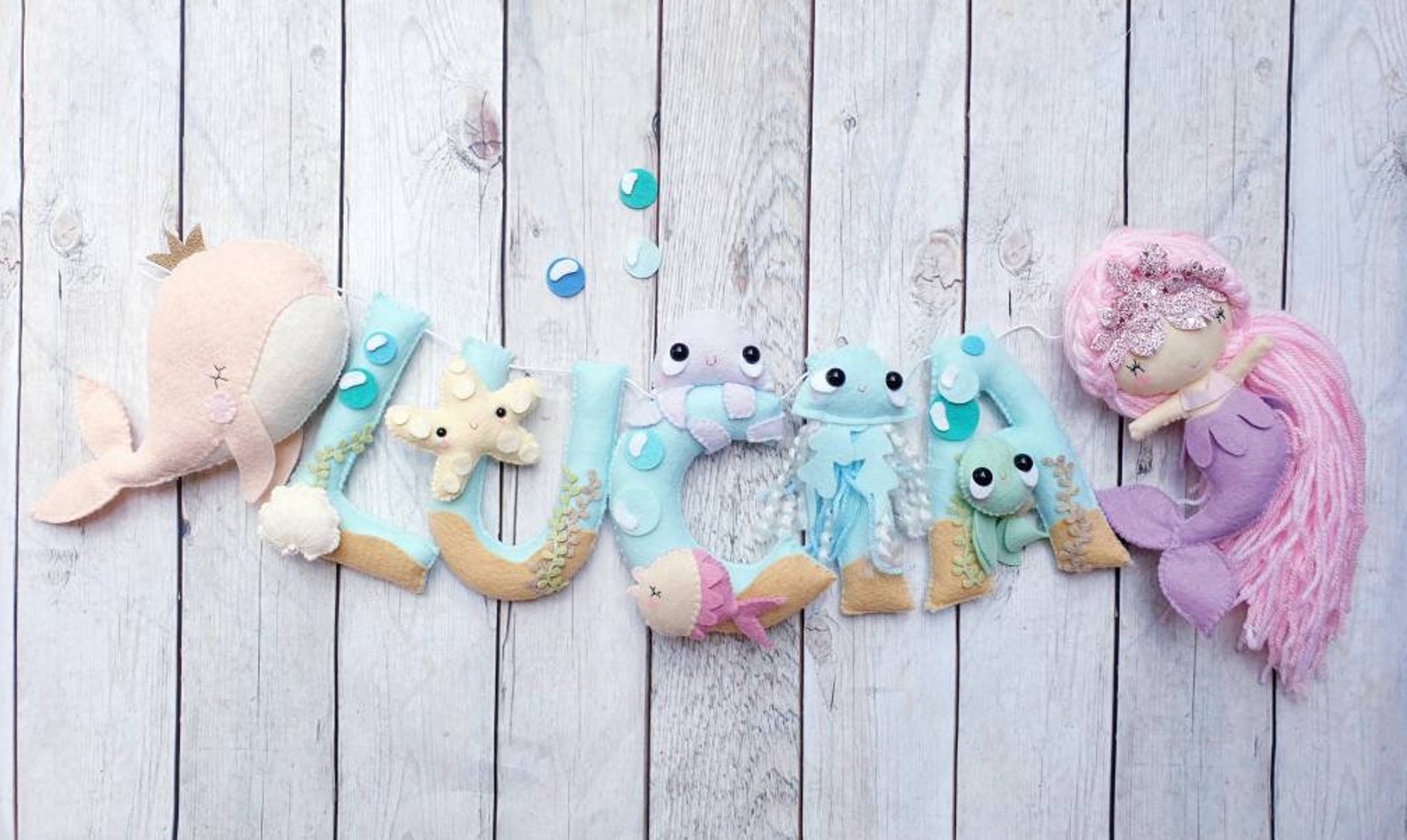 Custom Underwater Name Bunting Name Garland Nursery Etsy