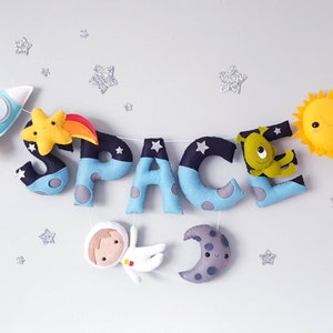 Custom Space name sign - Name Bunting - Space Nursery- Space Bedroom - Nursery Decor- Kids Room Decor