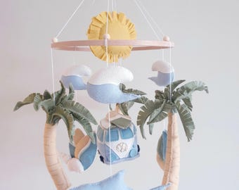 Surf's Up Baby Mobile: Handmade Beach Ocean Crib Mobile