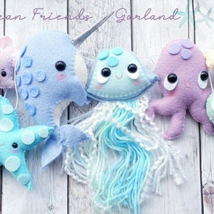 Ocean Garland - Sea Creature Garland- Felt Garland- Nursery Garland