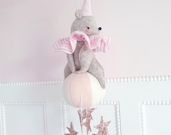 Circus Bear Mobile: Wool Felt Nursery Decor