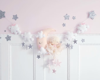 Felt Fairy Garland: Moon, Cloud & Star Nursery Decor