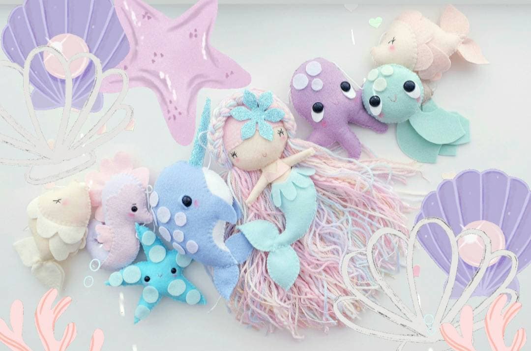 Rainbow Mermaid Felt Garland: Ocean Nursery Decor