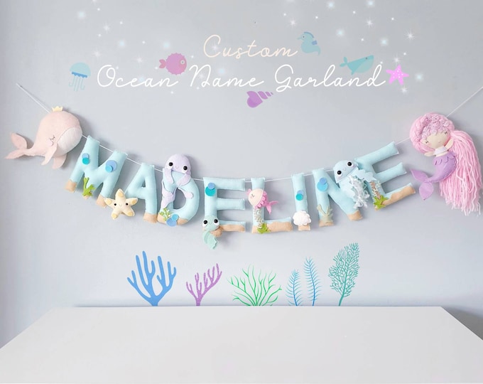 Custom Underwater Name Bunting Name Garland Nursery Etsy
