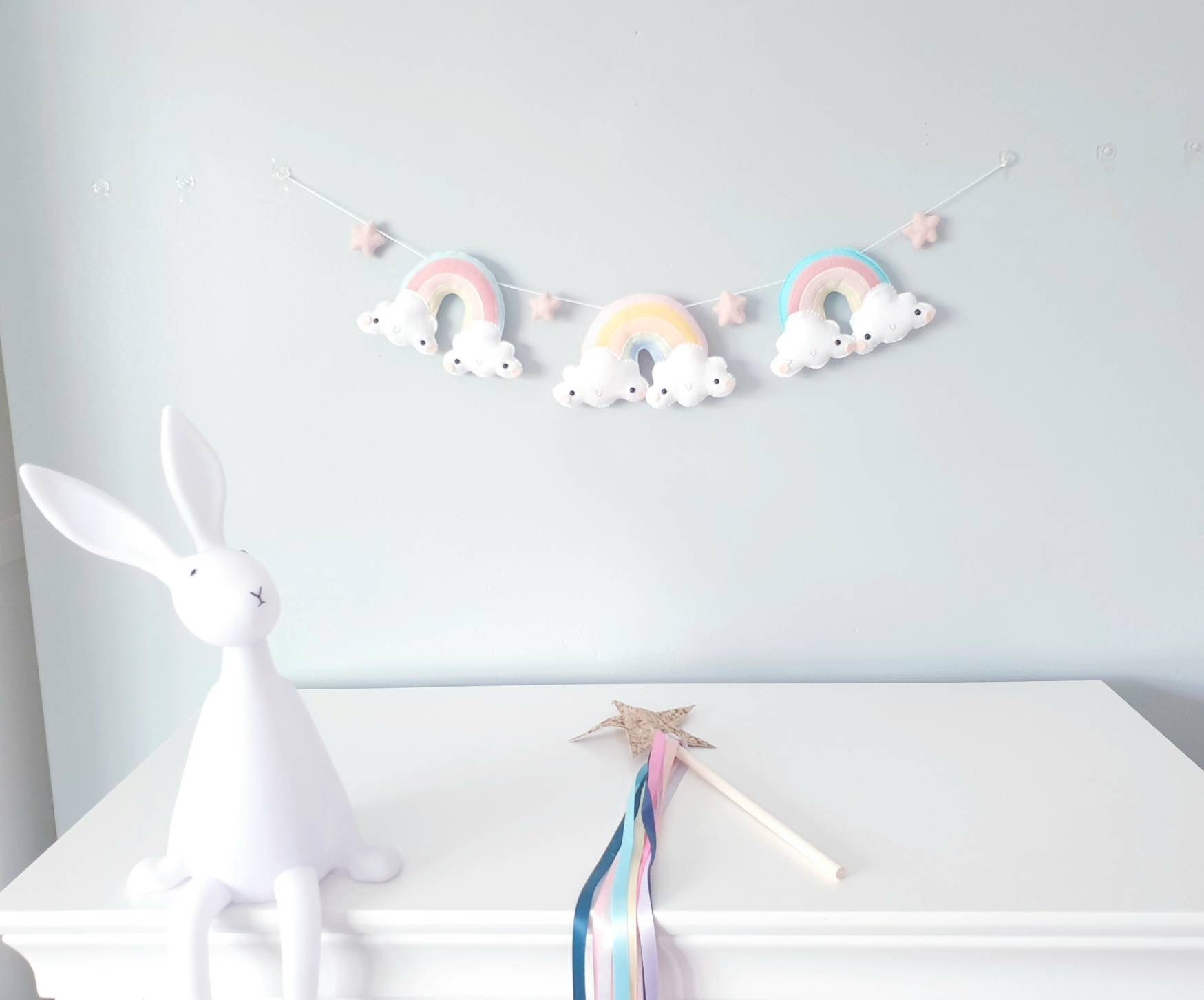 Rainbow Garland Felt Garland Nursery Decor Kids Room Decor Etsy