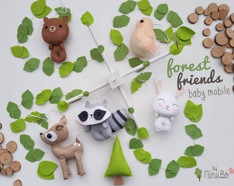 Forest Baby Mobile - forest creatures mobile - crib mobile - cot mobile - nursery mobile - hanging mobile- woodland mobile