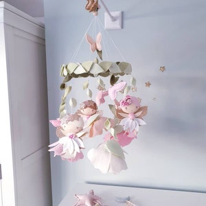 Fairies and Butterflies Baby Mobile - Cot Mobile - Crib Mobile - Flower Mobile - Fairy Nursery