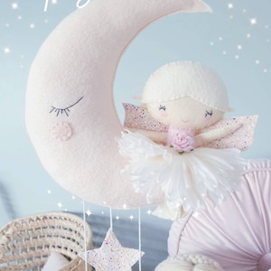 Fee auf dem Mond Wandbehang - Baby Mobile - Krippe Mobile - Babybett Mobile - Kinderzimmer Dekor - Kinderzimmer Dekor - Fee