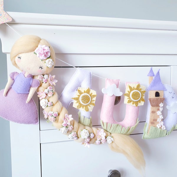 Rapunzel Name Bunting - Felt Name - Name Sign - Felt Letters - Princess Nursery