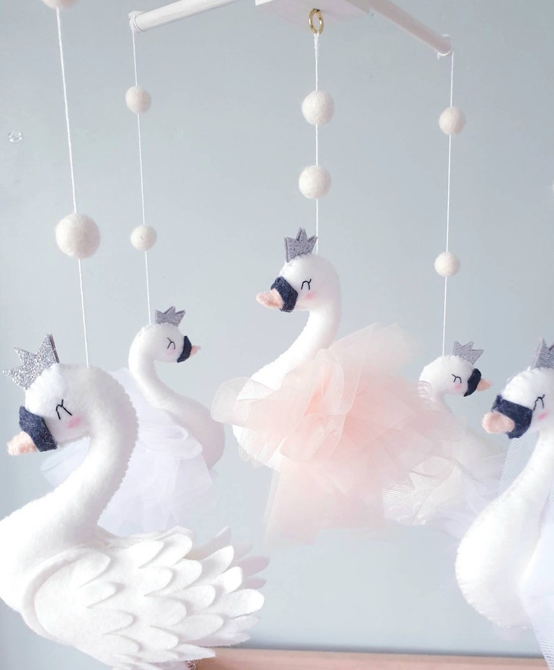 Swan Baby Mobile Swan Nursery Crib Mobile Cot Mobile Etsy UK