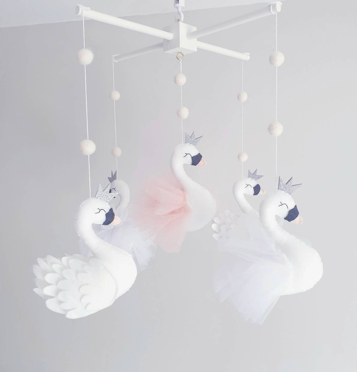 Swan Baby Mobile Swan Nursery Crib Mobile Cot Mobile Etsy