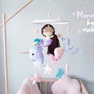 Mermaid Baby Mobile: Felt Ocean Nursery Decor