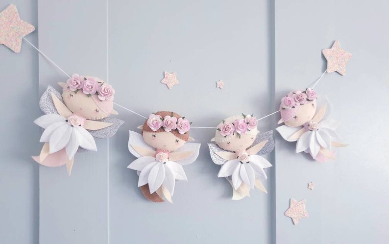 Fairy Garland Nursery Decor Kids Room Decor Felt Garland Fairy Nursery image 9