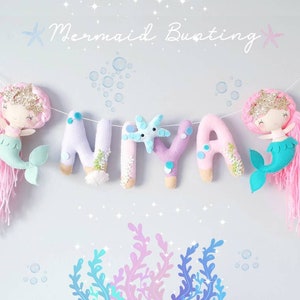 Name bunting - Mermaid Name Bunting - Name Sign - Felt Name - Kids Room Decor- Nursery Decor- Mermaid Garland