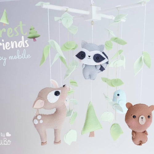 Forest Baby Mobile Felt Nursery Crib Crib Mobile Nursery Etsy