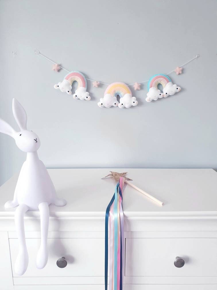Rainbow Garland Felt Garland Nursery Decor Kids Room Decor Etsy