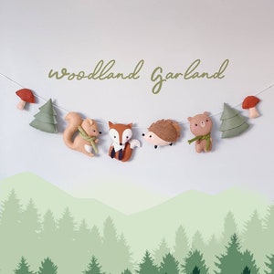 Woodland Garland- Woodland Nursery- Felt Garland- Nursery Decor - Kids Room Decor