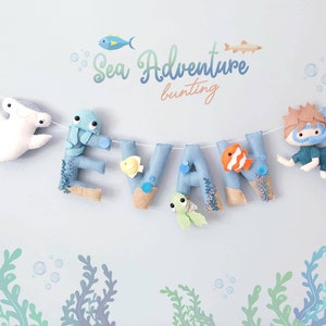 Name bunting - Felt Name Bunting- Felt Name- Felt wall Hanging - Kids Room Decor- Nursery Decor- Ocean Nursery