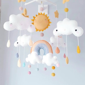 Raindrops Mobile- Baby Mobile- Nursery Mobile- Felt Mobile- Cot Mobile - Crib Mobile