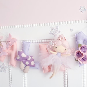 Fairy Name Bunting - Felt Name - Name Banner - Name Sign - Princess Nursery - Fairy Nursery