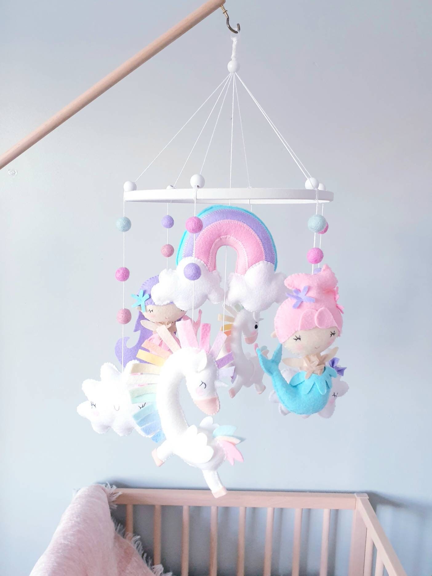 Unicorns and Mermaid Baby Mobile Crib Mobile Cot Mobile Mermaid