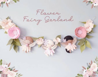 Felt Flower Fairy Garland: Embroidered Nursery Decor