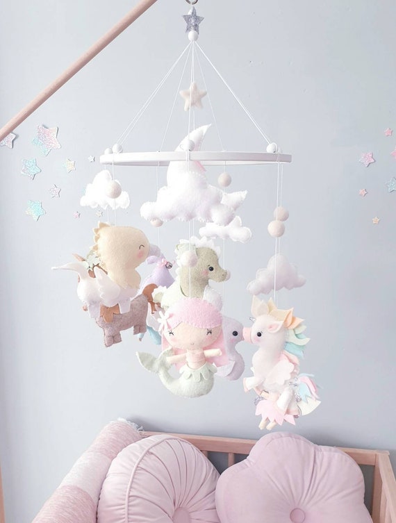 Mythical Pastel Mobile Nursery Mobile Felt Mobile Etsy
