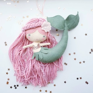 Hanging Felt Mermaid Doll: Hand-Stitched Nursery Decor