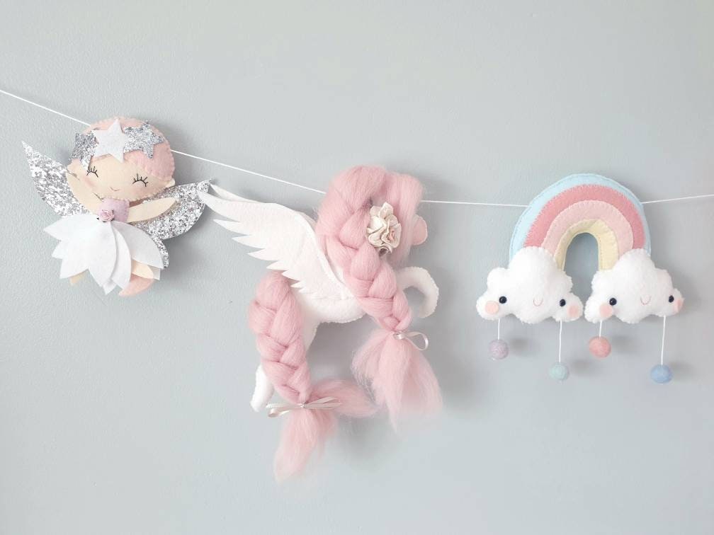 Girly Garland Felt Garland Nursery Decor Kids Room Decor Etsy
