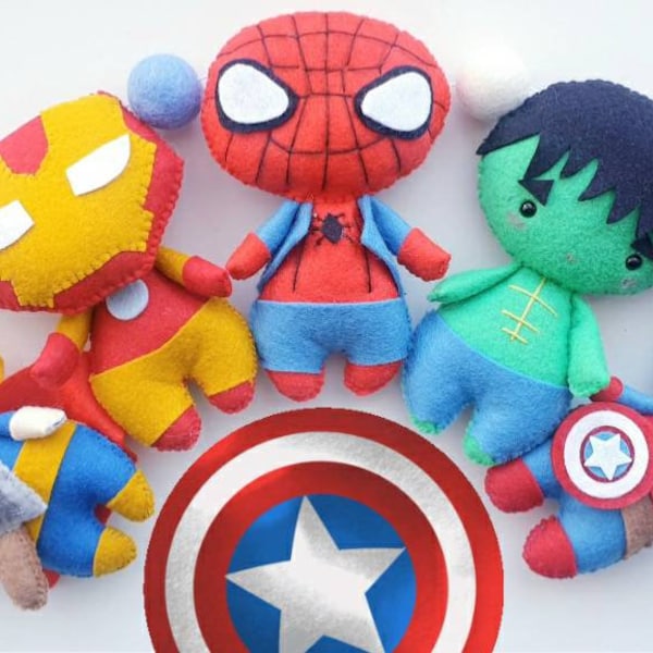 Superhero Garland- Felt Garland- Superhero Nursery- Iron man - Hulk- Captain American - Thornton- Spiderman