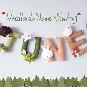 Forest Garland- Woodland Garland- Woodland Nursery- Name Bunting- Felt Name - Nursery Wall Art - Nursery Decor