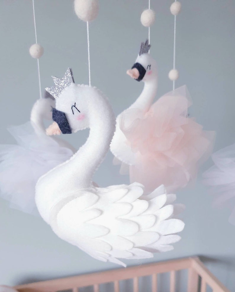 Swan Baby Mobile Swan Nursery Crib Mobile Cot Mobile Etsy UK