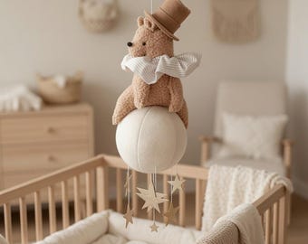Circus Bear Mobile: Wool Felt Nursery Decor