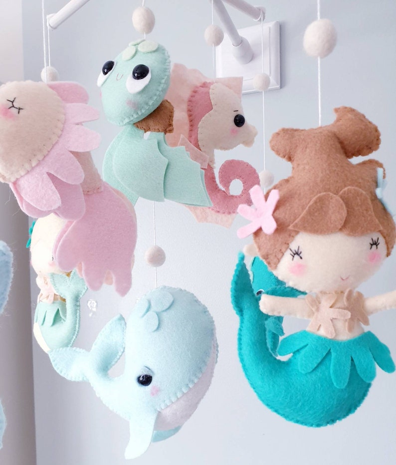 Mermaid Baby Mobile Sea Creatures Mobile Ocean Mobile Etsy