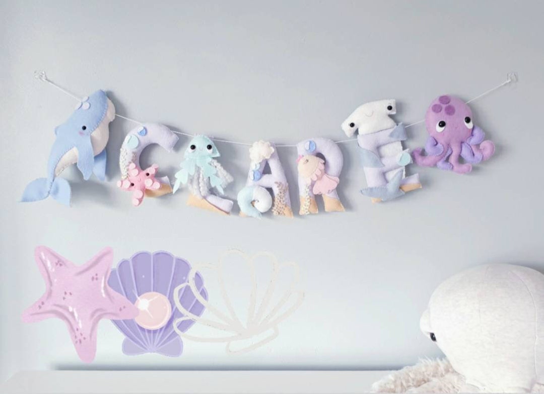 Underwater Name Bunting Kids Name Sign Felt Letters Ocean Nursery Etsy
