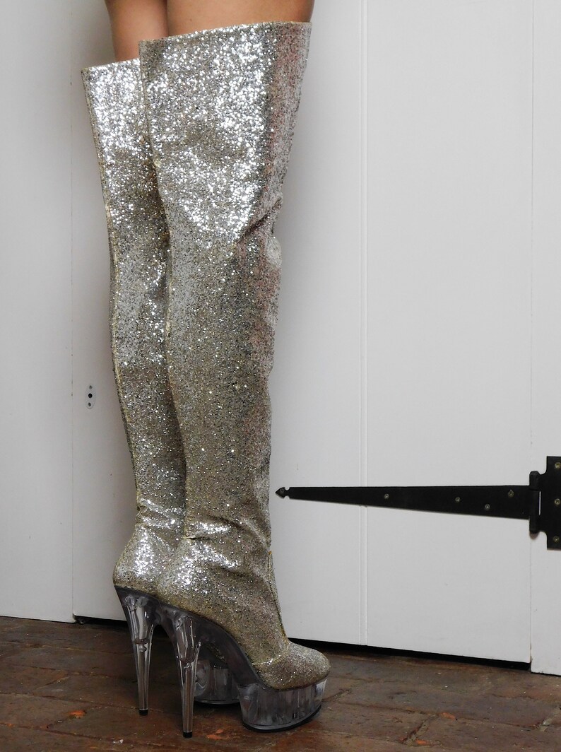 high sparkly boots