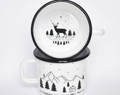 Coffee Travel Cup Campfire Enamel Mug Coffee Lovers Gift Long distance boyfriend gift